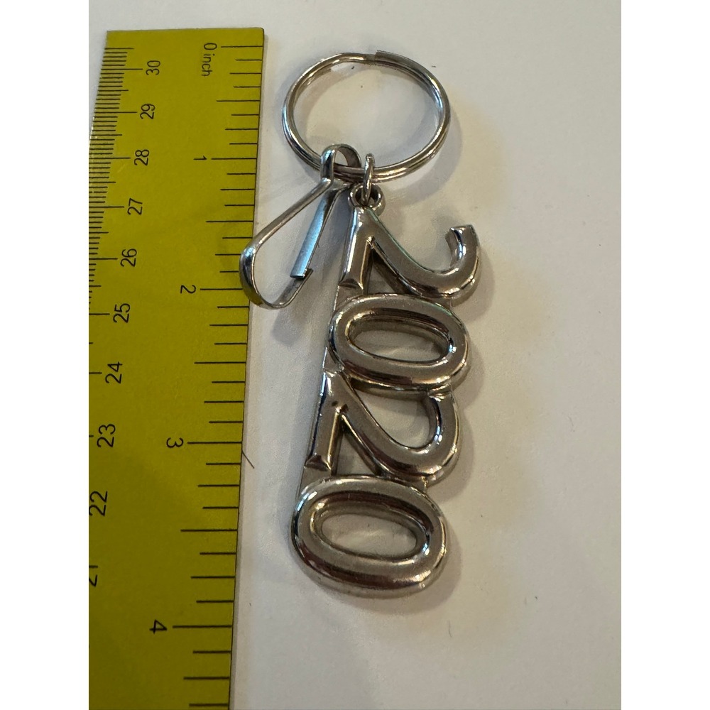 Silver Tone 2020 Number Keychain Commemorative‎ Year Charm with Clip Accessory